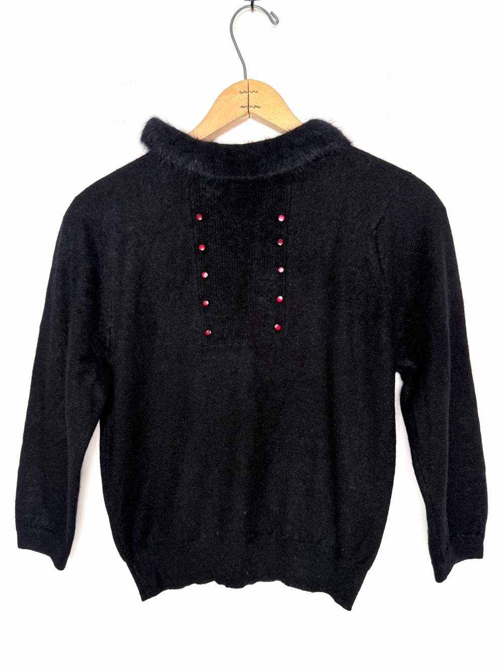 Fully Fashioned Vintage Angora Rabbit Hair Mock Neck Sweater Size 36 US 4-6